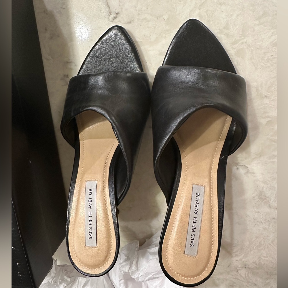 Saks Fifth Avenue Leather Mules - Picture 5 of 6